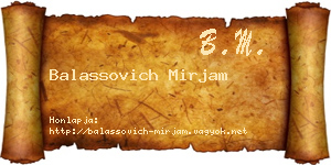 Balassovich Mirjam névjegykártya